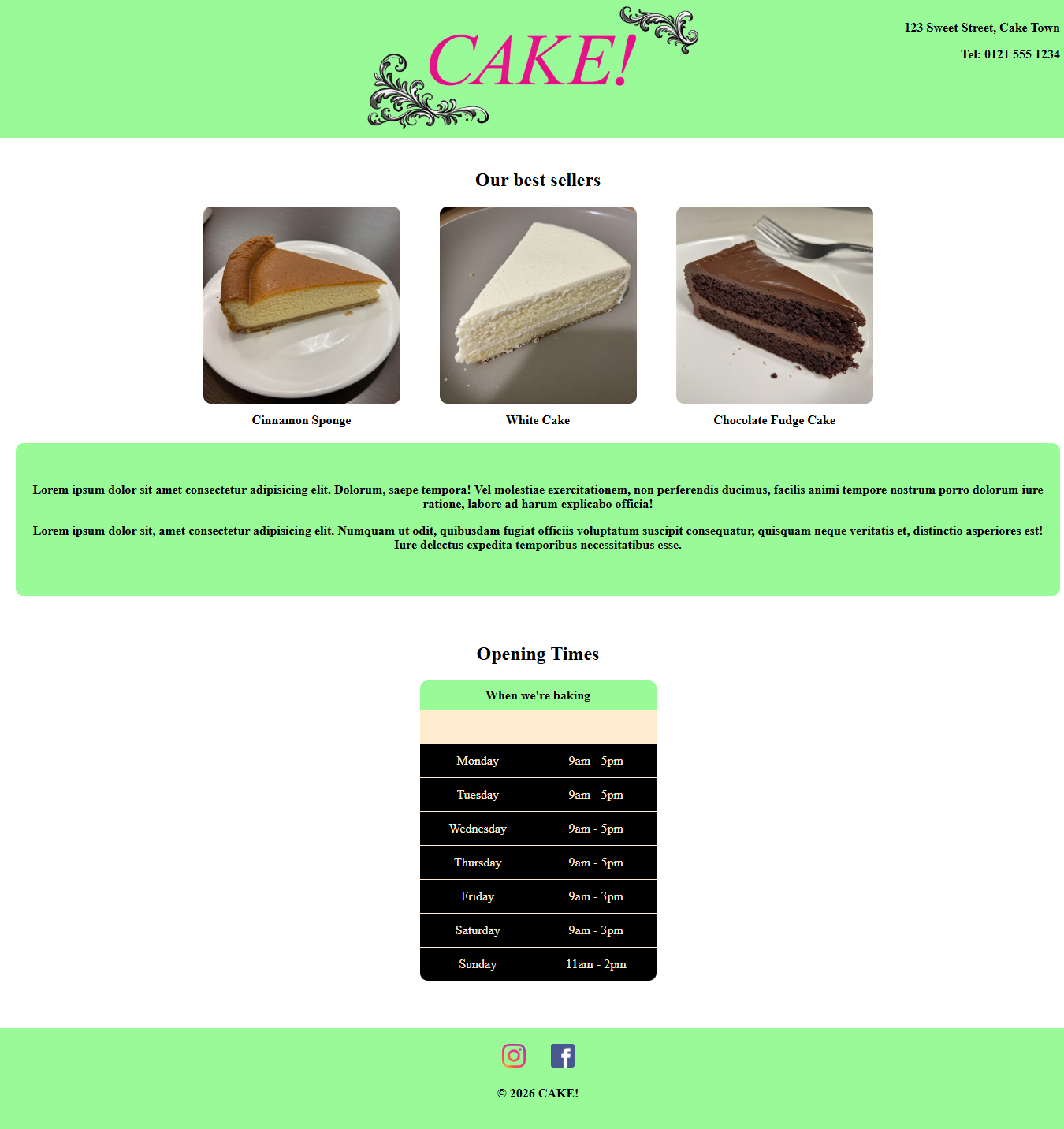Cake Website