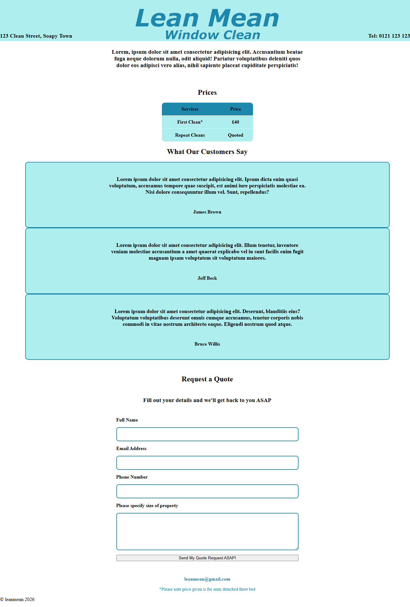 Window Clean Website